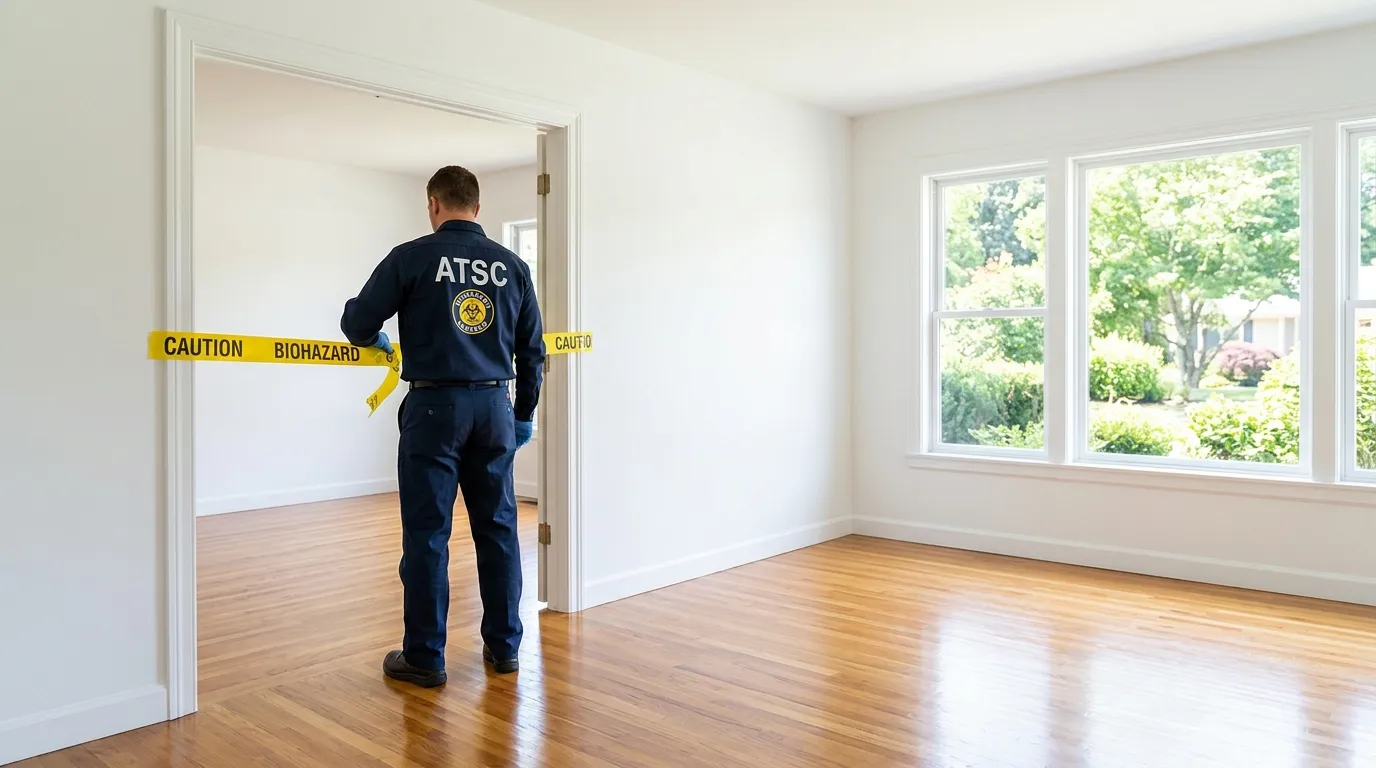 Certified biohazard cleanup crew performing Trauma Scene Cleanup in Malden